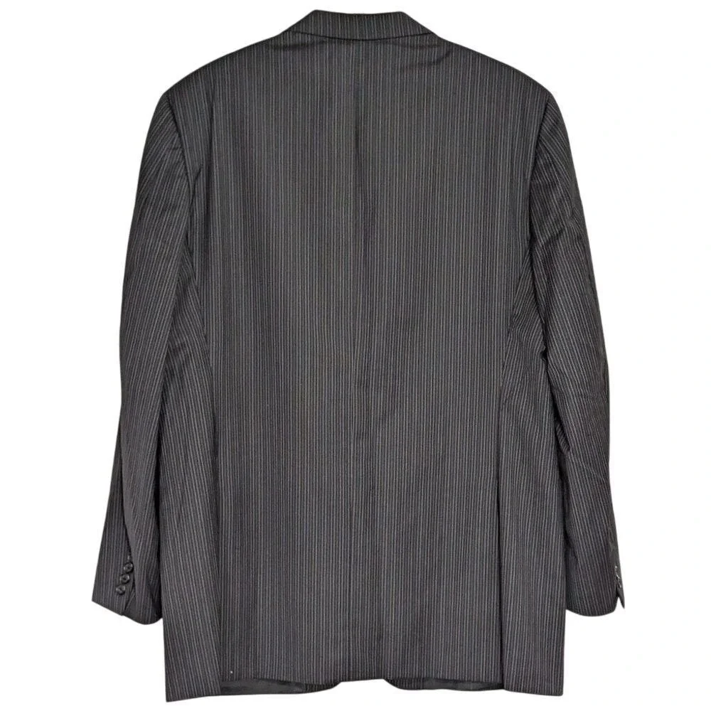 Burberry London Mens Pinstripe 100% Wool Suit Jacket Blazer Grey 46 Long
